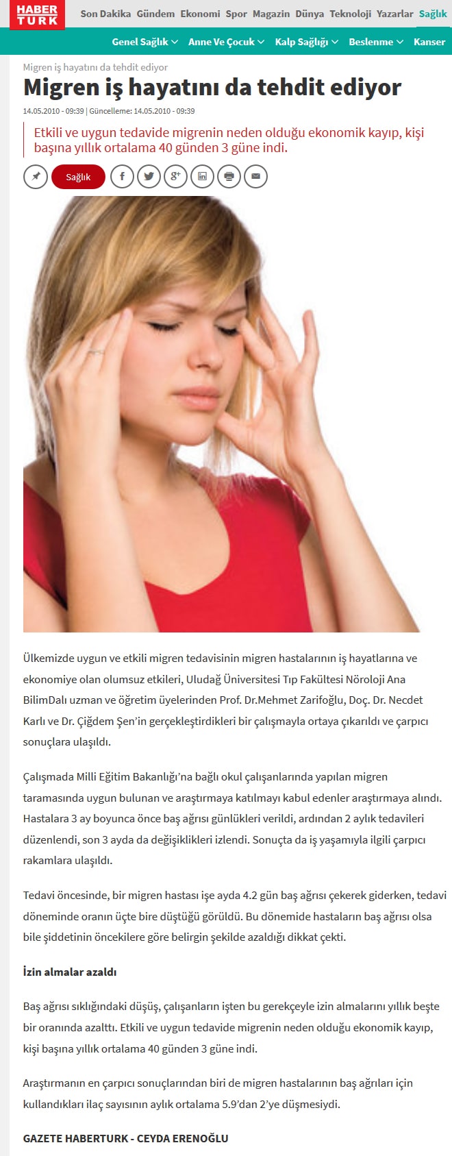 Migren Dr. Çiğdem Şen, migren ve baş ağrısı.